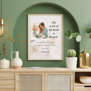 Colossians 3:23–24  Wall Art, Christian Woman Clipart Print, Christian Wall Art, Digital Colossians 3 23–24  Wall Art, Bible Quotes Print