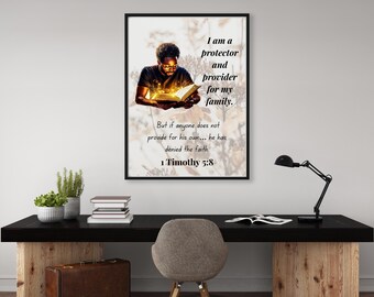 1 Timothy 5:8 Wall Art, Christian Man Clipart Print, Christian Wall Art, Digital 1 Timothy 5 Vs 8 Wall Art, Bible Quote 1 Timothy 5 Vs 8 Art