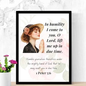 1 Peter 5:6 Wall Art, Christian Woman Clipart Print, Christian Wall Art, Digital 1 Peter 5 Vs 6 Wall Art, Bible Quotes Print, 1 Peter 5 Vs 6
