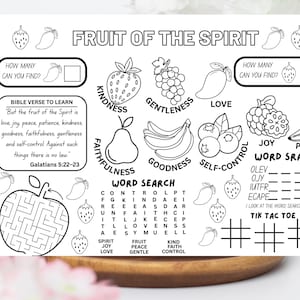 Fruit of the Spirit Christian Coloring Page For Kids, Printable Fruit of the Spirit Coloring Page, Bible Lesson Coloring Activity For Kids