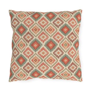 Boho Outdoor Pillow – Coral Geometric Ibiza Patio Cushion, Outdoor Throw Pillow image 8