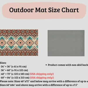 Boho Aztec Outdoor Rug, Waterproof Southwestern Patio Carpet, Bohemian Balcony Decor image 4