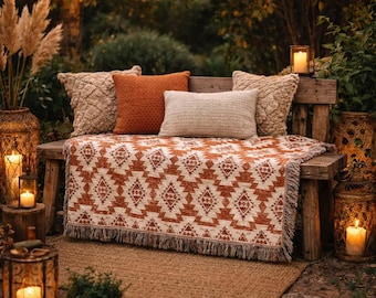 Coperta in tessuto boho, coperta sud-occidentale, grande arazzo da parete per un arredamento accogliente per la casa
