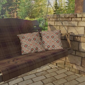 Boho Outdoor Pillow – Coral Geometric Ibiza Patio Cushion, Outdoor Throw Pillow image 4