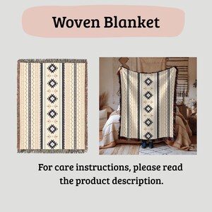 Mexican Woven Blanket, Southwestern Tapestry, Boho Throw Blanket or Bedspread 100% Cotton image 4