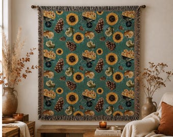 Herbst Blumen Decke, Herbst gewebte Decke, gemütliche Couch oder Leseecke Dekor