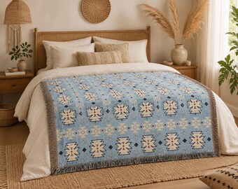 Coperta in tessuto boho, arazzo sud-occidentale 100% cotone, coperta da divano