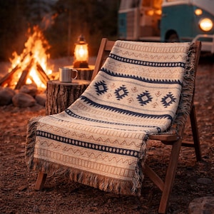 Mexican Woven Blanket, Southwestern Tapestry, Boho Throw Blanket or Bedspread 100% Cotton image 1