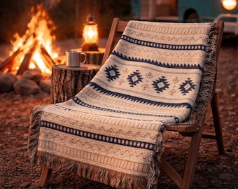 Coperta tessuta messicana, arazzo sud-occidentale, coperta o copriletto boho 100% cotone