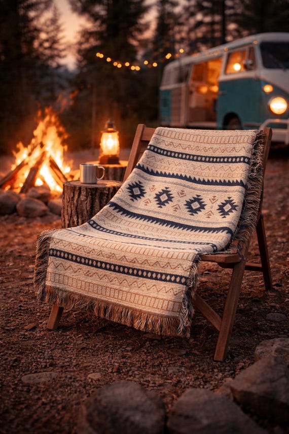 Mexican Woven Blanket, Southwestern Tapestry, Boho Throw Blanket or Bedspread 100% Cotton
