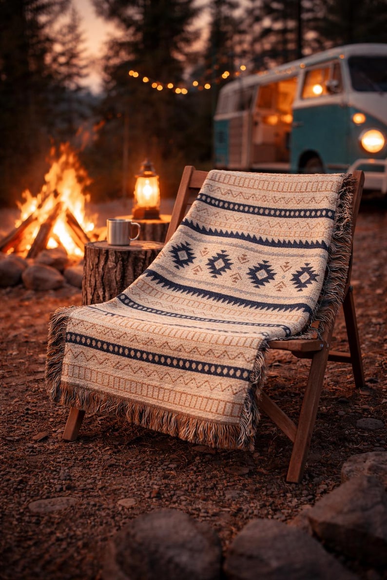 Mexican Woven Blanket, Southwestern Tapestry, Boho Throw Blanket or Bedspread 100% Cotton image 1