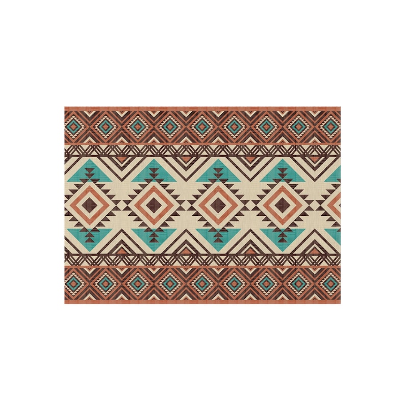 Boho Aztec Outdoor Rug, Waterproof Southwestern Patio Carpet, Bohemian Balcony Decor image 8