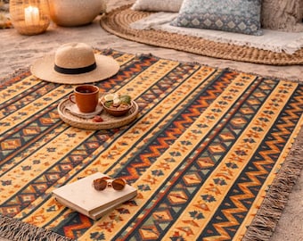 Coperta messicana, coperta o copriletto boho del sud-ovest, arazzo in 100% cotone intrecciato