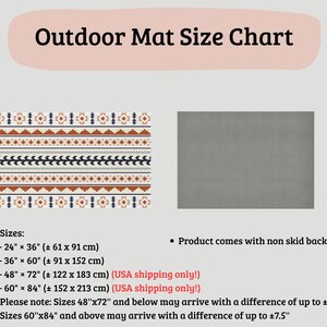Boho Outdoor Rug Mexican , Aztec Southwestern Outdoor Mat, Bohemian Decor image 7