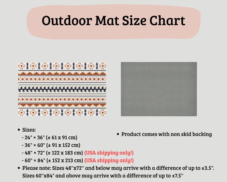 Boho Outdoor Rug Mexican , Aztec Southwestern Outdoor Mat, Bohemian Decor image 7