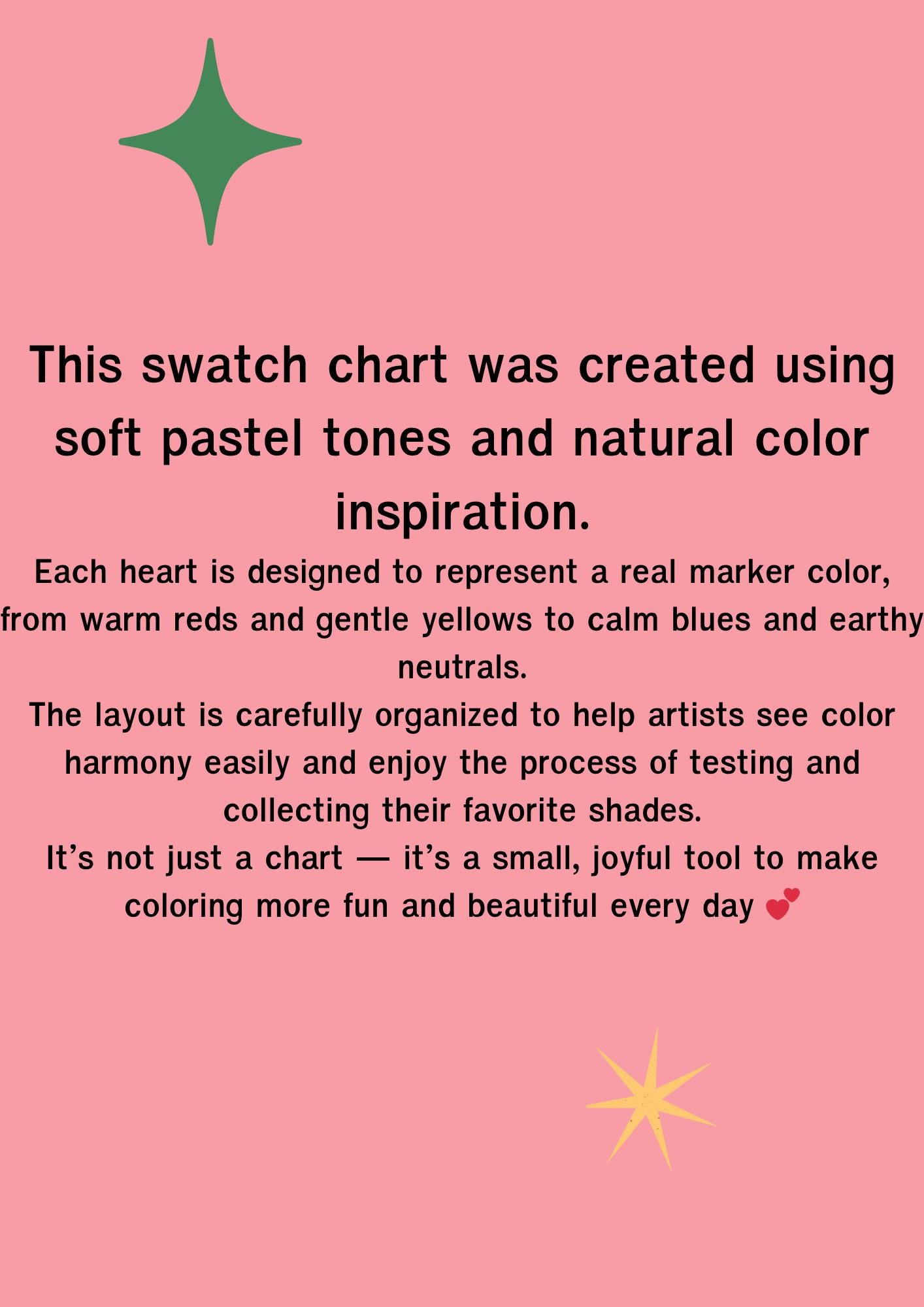 344 Colors Swatch Chart Heart | Marker Color Tracker Printable | Cute ...