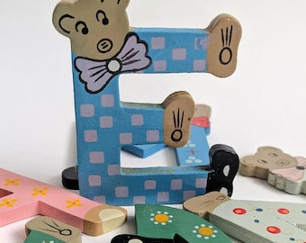 Vintage Wooden Teddy Bear Letters - Pick Your Own!
