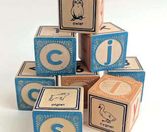 Pick Your Own! - Vintage Colourful Wooden Alphabet Blocks