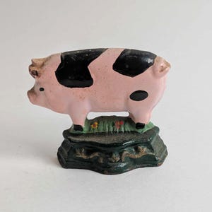Vintage Gusseisen Schwein Türstopper