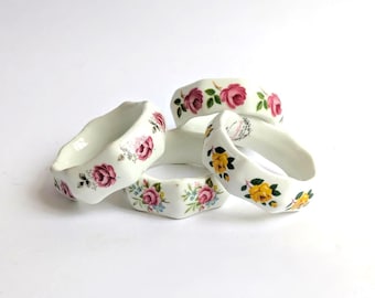 Vintage Sandford Bone China Cottagecore Floral Napkin Rings - Set Of 4!