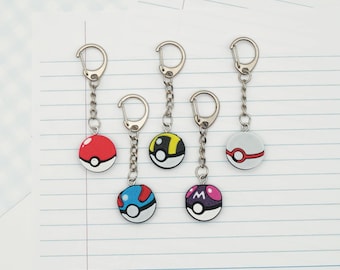 Pocket Creature Ball Keychain or Phone Strap | Collector's Charm for Gamers & Anime Fans