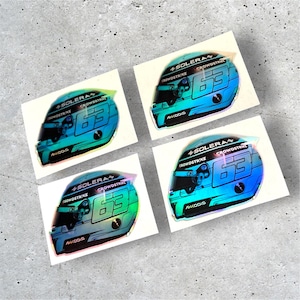 George Russell Mini Holographic Helmet Stickers x4 – F1 Vinyl Decals, 2025 Style, 40mm for Laptop, Phone, Bottle