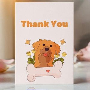 Thank You Card with Dog, Cute Thank You Card, Printable Dog Thank You, Digital Thank You Card, Animal Thank You Card, Instant Download