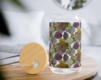 Floral Beer Glass – 16oz Elegant Flower Print Drinking Glass