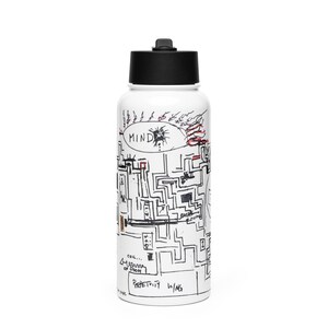 Plano de planta de indemnización Botella de agua de acero inoxidable con tapa de pajita