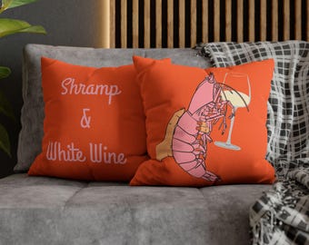 Shrimp White Wine Lobster Pillow – Funny Food Lover’s Throw Pillow- includes insert