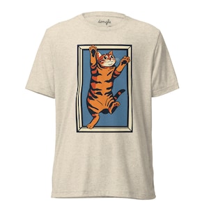Anschmiegsames orange getigertes Katzen-Shirt - Lustig gestreiftes Katzen-Kletter-T-Shirt, Unisex-T-Shirt - SUPER SOFTEST