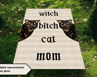 Witch Cat Crochet Blanket Pattern: Halloween C2C Graph (PDF Pattern