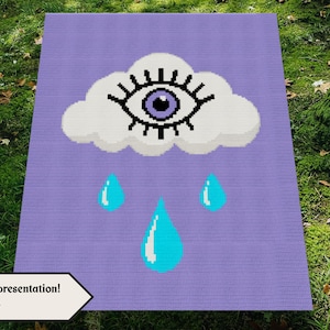Crochet Cloud Eye Blanket Pattern: Rain Tears Graph (PDF Download