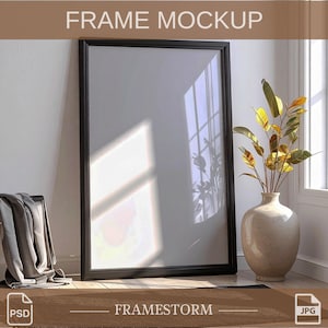 2:3 Vertical Frame Mockup – Wall Template for Photoshop, Black Frame PSD for Prints and Artwork