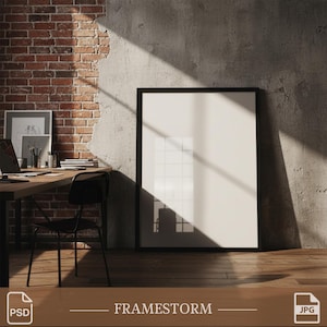 Rammodell: Vertikal storlek 3x4, affischmodell, väggkonstmodell (PSD och JPG)