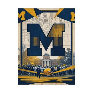 University of Michigan Poster Matte Wall Art College Decor Student Gifts Sports Fan Wall Art for Dorm 12&quot; x 16&quot;
