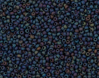 Miyuki 15-90401FR 15-401FR Seed Beads 15/0 Opaque Black Matte AB 8.2g