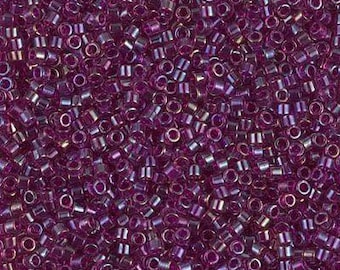 Miyuki Delica DB1747 11/0 Transparent Amethyst Color Lined Berry AB 7.2g