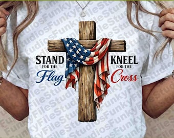 God Bless America, American Flag Cross Png, Christian 4th Of July Png, Faith Love Freedom, Independence Day Png, USA Fourth Of July Png