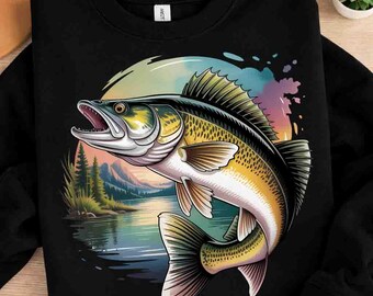 Walleye Fishing PNG, Realistic Fish Sublimation, Lake Life Sunset PNG, Outdoorsman T-Shirt Design, Fishing Tournament Graphic, Bass Fishing