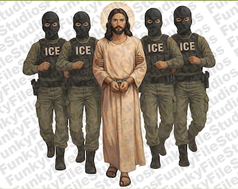 Anti ICE Jesus Arrested Parody Png, Sarcastic Immigrant Rights Political Protest Png, Anti Trump Png, Love Jesus Png, Abolish ICE Png