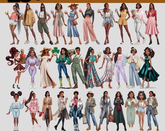 25+ Black Girl PNG Bundle, Melanin Women Clipart, Fashion Afro Girls, Sublimation Designs, Transparent Background Download
