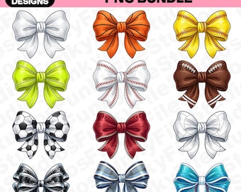 Sports Coquette Bow PNG Bundle: Game Day Football Png Sublimation Designs (Digital file), Baseball, Softball, Football, Basketball, Soccer