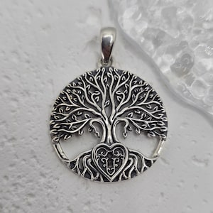 Tree of Life Heart 925 Sterling Silver Pendant Celtic Knot Symbol Love Growth Family Roots Spiritual Gift Jewelry for Her Anniversary