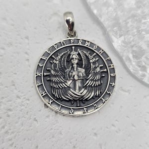 Odin Amulet Pendant 925 Sterling Silver Norse God Necklace with Nordic Runes Viking Symbol of Wisdom Magic and Protection
