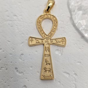 Ankh Cross Pendant 925 Sterling Silver with 18K Gold Plating | Ancient Egyptian Key of Life Symbol Jewellery Talisman