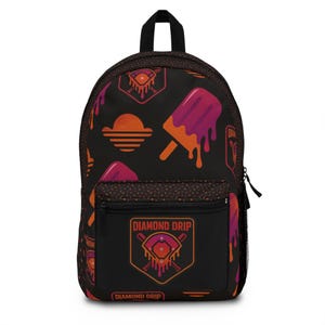 Diamond Drip Sunset Popsicle Backpack | Limited Edition Baseball Lifestyle Bag | Drippy Neon Summer Bookbag | Sports Swag Bag
