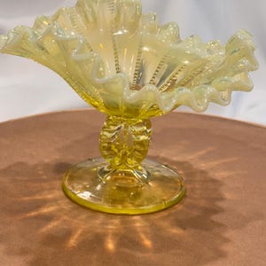 Northwood Uranium Vaseline Opalescent Compote