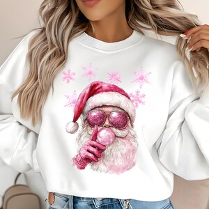 Retro Santa Blowing Bubble PNG: Funny Christmas Sublimation (Digital Download)