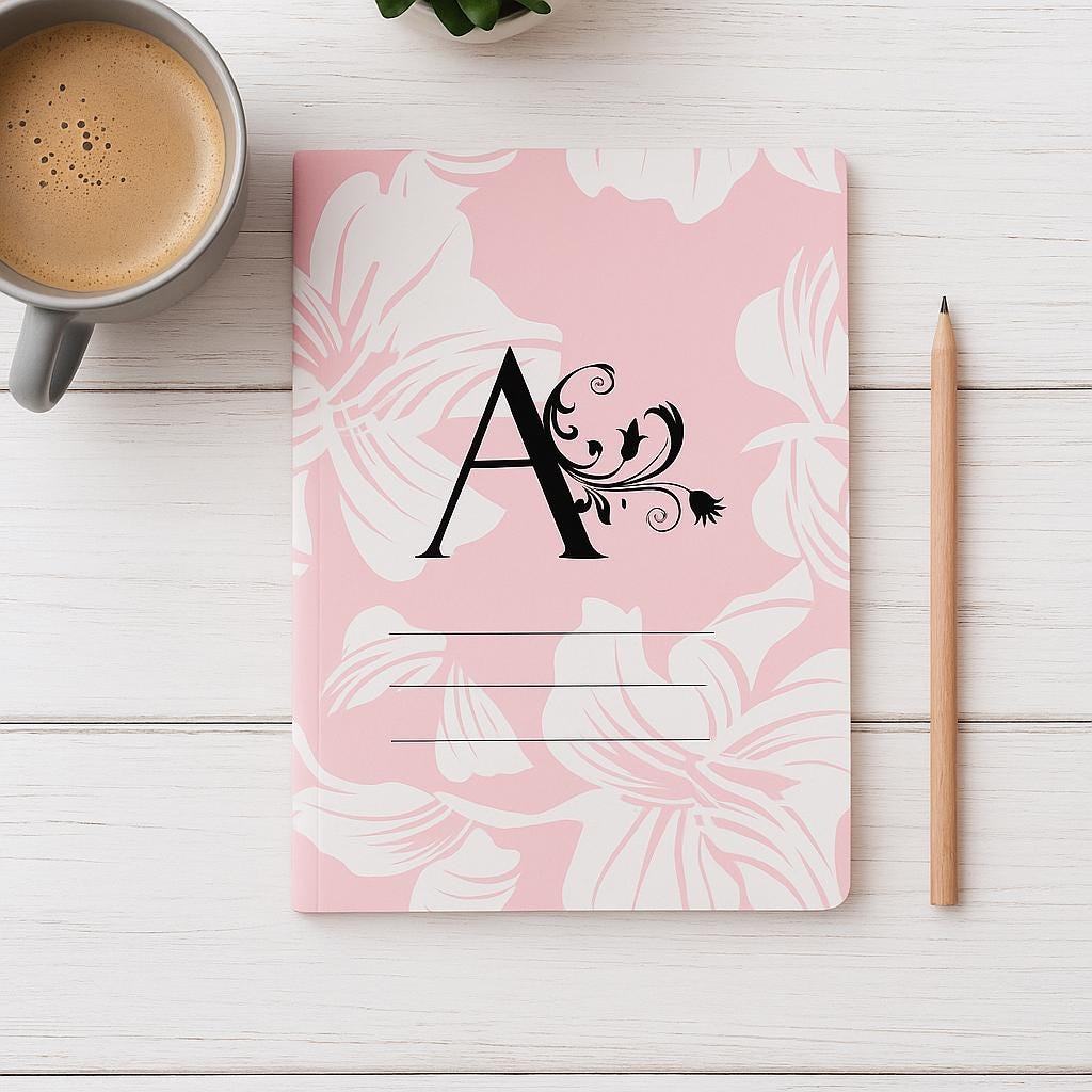 Custom Monogram Notebook - Personalized Gift Instant Download ...